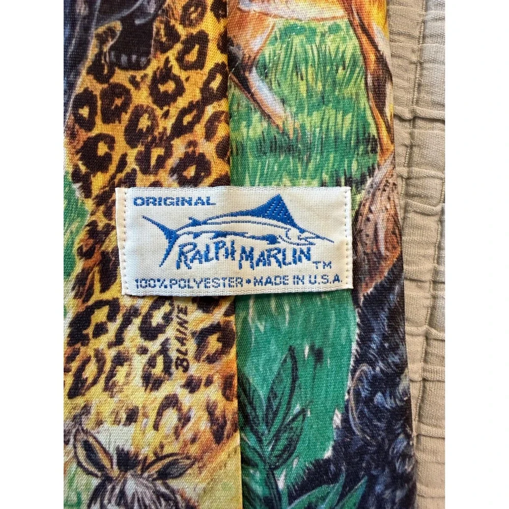 Ralph Marlin Vintage Safari Animal Print Necktie Multi Color Jungle Wildlife USA